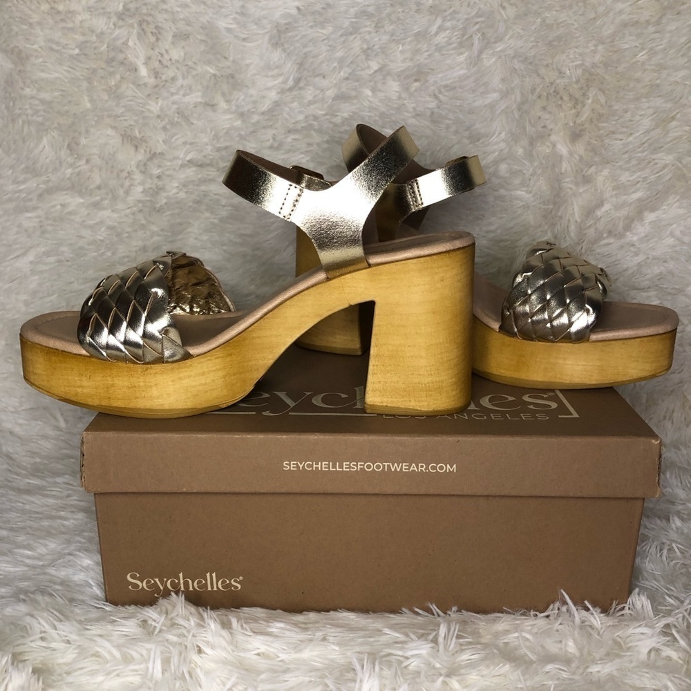 Seychelles Women's Tan and Brown Platform Heels NIB SIZE 9.5 - Picture 11 of 16